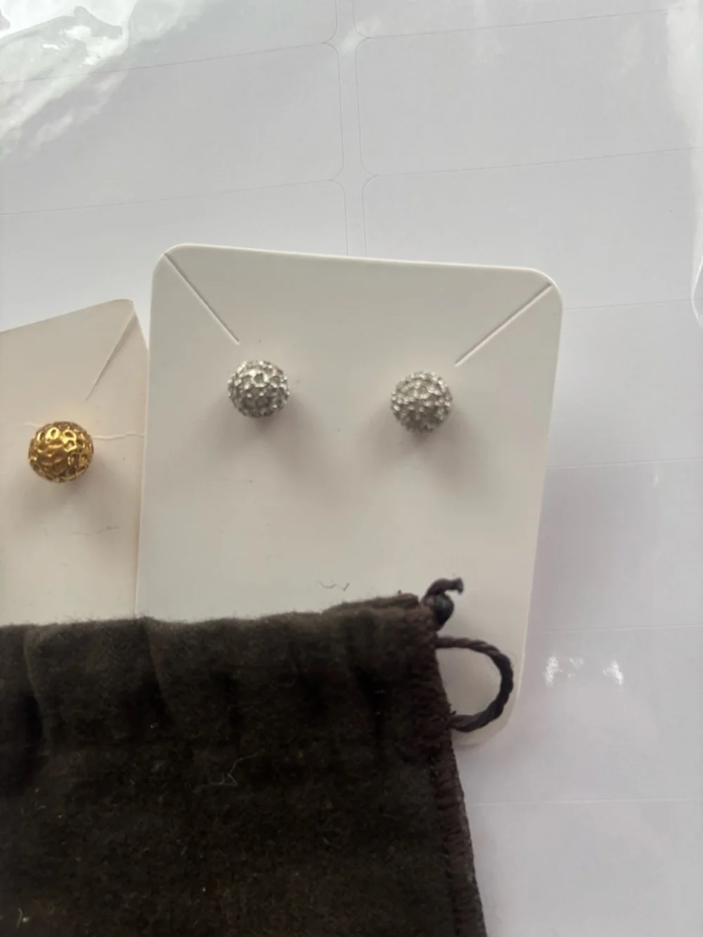 Coach Gold-Tone and Silver-Tone Diamond Pavé Ball Stud Earrings Duo - Picture 3 of 5